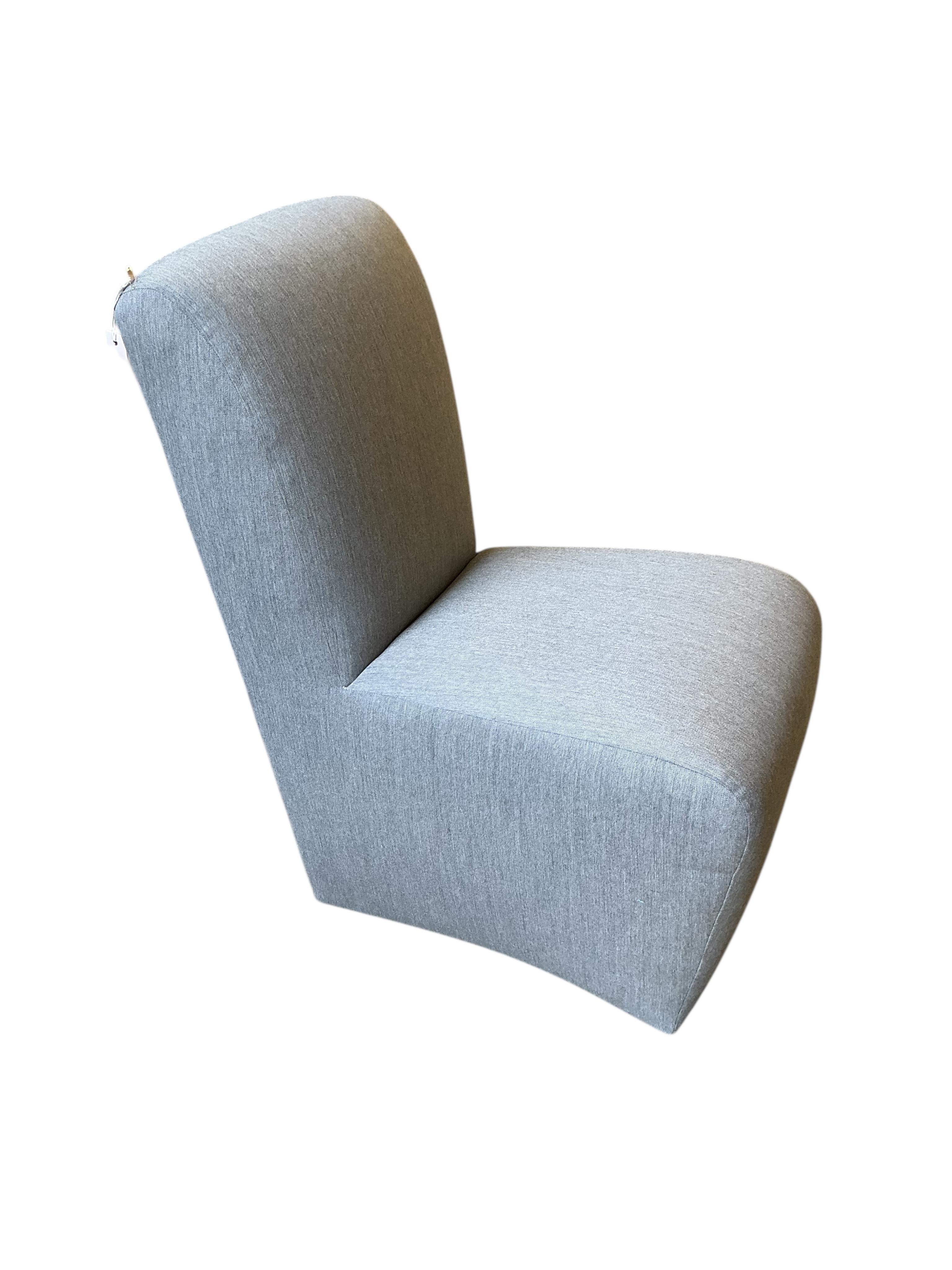 A set of ten Contemporary J Roberts Scott grey fabric “Wedge” dining chairs, width 48cm, depth 64cm, height 94cm